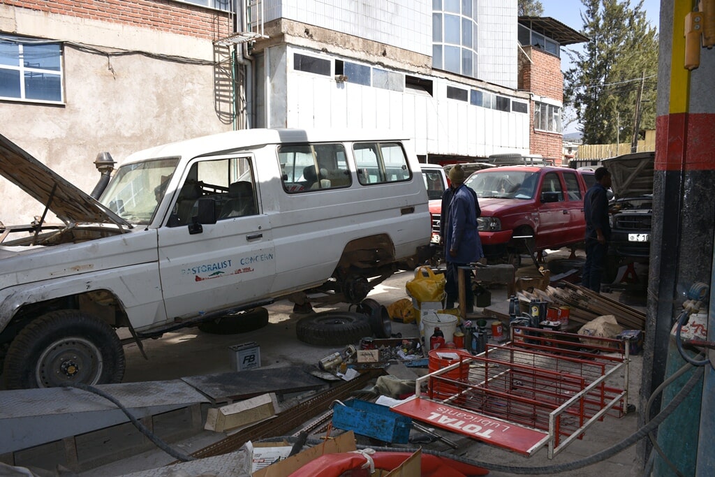 Routine vehicle servicing at the workshop